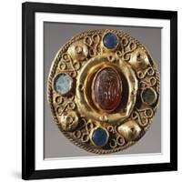 7th Century Round-Shaped Gold Fibula, from Tomb 57 at Castel Trosino, Italy-null-Framed Giclee Print