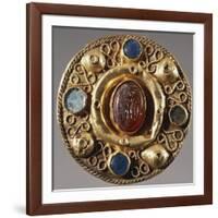 7th Century Round-Shaped Gold Fibula, from Tomb 57 at Castel Trosino, Italy-null-Framed Giclee Print