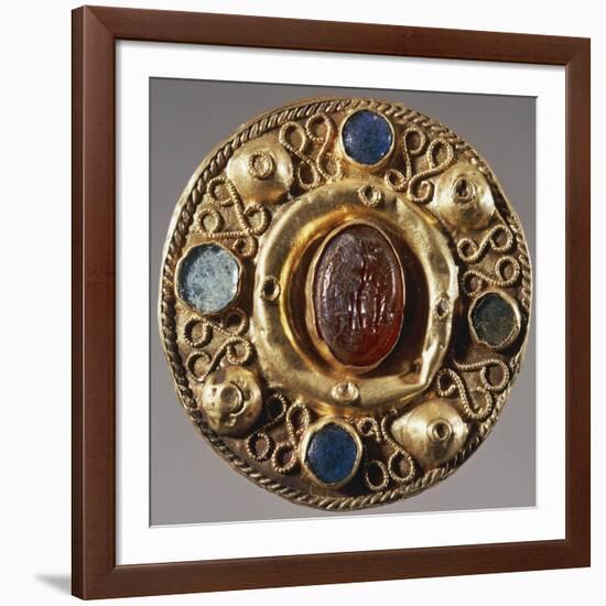 7th Century Round-Shaped Gold Fibula, from Tomb 57 at Castel Trosino, Italy-null-Framed Giclee Print