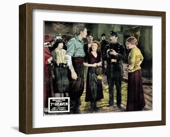 7th Heaven, (AKA Seventh Heaven), from Left, Charles Farrell, Janet Gaynor, Gladys Brockwell, 1927-null-Framed Art Print