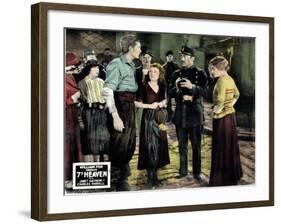 7th Heaven, (AKA Seventh Heaven), from Left, Charles Farrell, Janet Gaynor, Gladys Brockwell, 1927-null-Framed Art Print