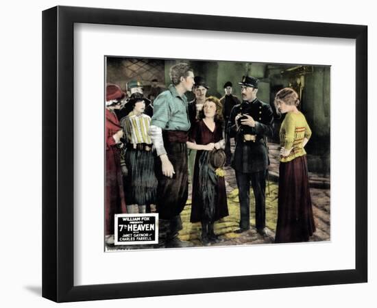 7th Heaven, (AKA Seventh Heaven), from Left, Charles Farrell, Janet Gaynor, Gladys Brockwell, 1927-null-Framed Art Print