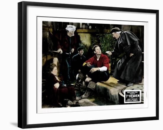 7th Heaven, (AKA Seventh Heaven), from Left, Janet Gaynor, Charles Farrell, Emile Chautard, 1927-null-Framed Art Print