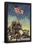 7th War Loan Bonds Iwo Jima Soldiers with Flag WWII War Propaganda Art Print Poster-null-Framed Poster