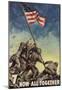 7th War Loan Bonds Iwo Jima Soldiers with Flag WWII War Propaganda Art Print Poster-null-Mounted Poster