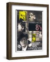 8 1/2, French poster, Marcello Mastroianni, 1963-null-Framed Art Print