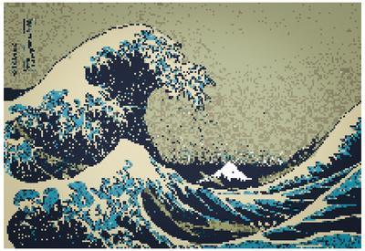 8-Bit Art Great Wave' Print | AllPosters.com