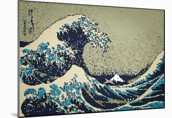 8-Bit Art Great Wave-null-Mounted Poster