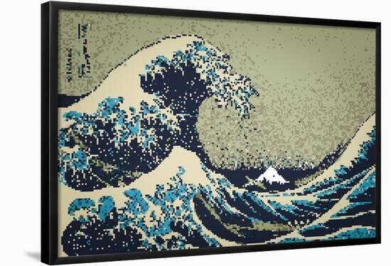 8-Bit Art Great Wave-null-Framed Poster