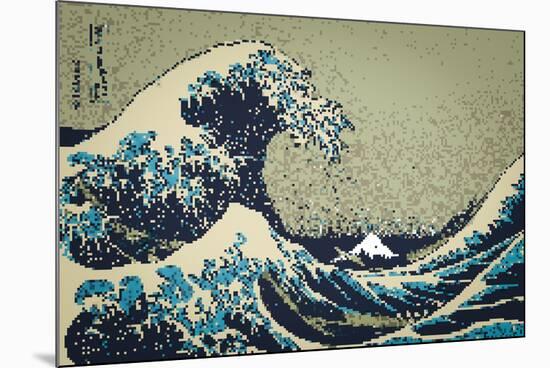 8-Bit Art Great Wave-null-Mounted Poster