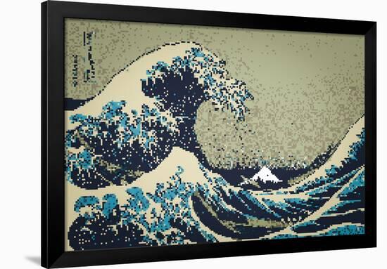 8-Bit Art Great Wave-null-Framed Poster