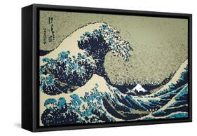 8-Bit Art Great Wave-null-Framed Stretched Canvas
