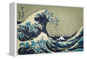 8-Bit Art Great Wave-null-Framed Stretched Canvas