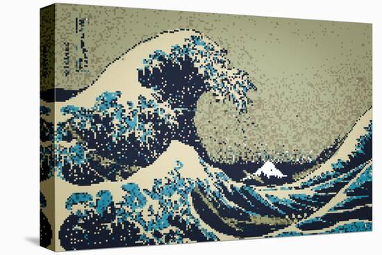 8-Bit Art Great Wave-null-Stretched Canvas