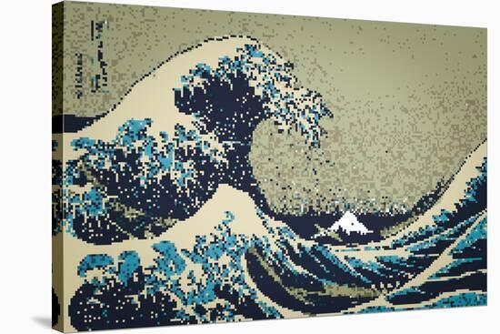 8-Bit Art Great Wave-null-Stretched Canvas