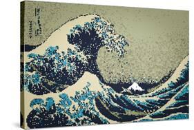 8-Bit Art Great Wave-null-Stretched Canvas