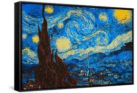 8-Bit Art The Starry Night-null-Framed Stretched Canvas