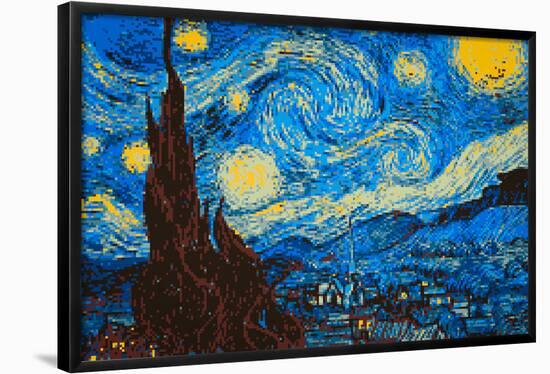 8-Bit Art The Starry Night-null-Framed Poster