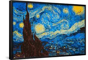 8-Bit Art The Starry Night-null-Framed Poster