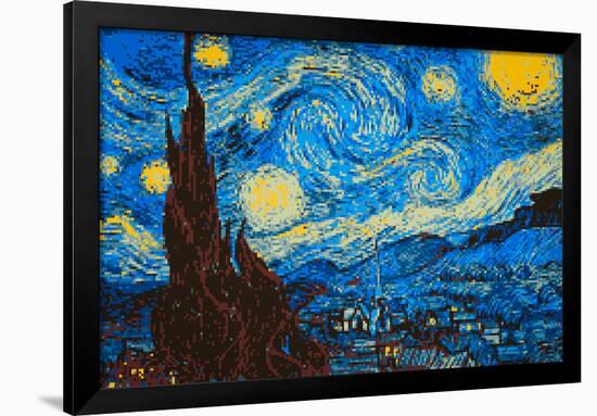 8-Bit Art The Starry Night-null-Framed Poster