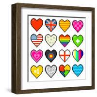 8-Bit Assorted Pixel Hearts-wongstock-Framed Art Print