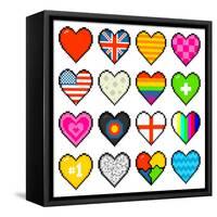 8-Bit Assorted Pixel Hearts-wongstock-Framed Stretched Canvas