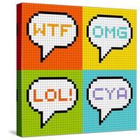 8-Bit Pixel 3-Letter Acronyms in Speech Bubbles-wongstock-Stretched Canvas