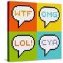 8-Bit Pixel 3-Letter Acronyms in Speech Bubbles-wongstock-Stretched Canvas