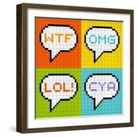 8-Bit Pixel 3-Letter Acronyms in Speech Bubbles-wongstock-Framed Art Print