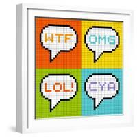 8-Bit Pixel 3-Letter Acronyms in Speech Bubbles-wongstock-Framed Art Print