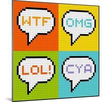 8-Bit Pixel 3-Letter Acronyms in Speech Bubbles-wongstock-Mounted Art Print