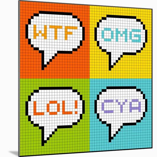 8-Bit Pixel 3-Letter Acronyms in Speech Bubbles-wongstock-Mounted Premium Giclee Print