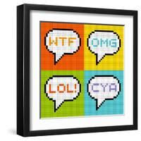 8-Bit Pixel 3-Letter Acronyms in Speech Bubbles-wongstock-Framed Art Print