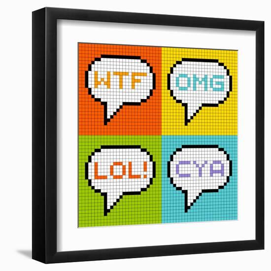 8-Bit Pixel 3-Letter Acronyms in Speech Bubbles-wongstock-Framed Art Print