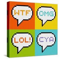 8-Bit Pixel 3-Letter Acronyms in Speech Bubbles-wongstock-Stretched Canvas