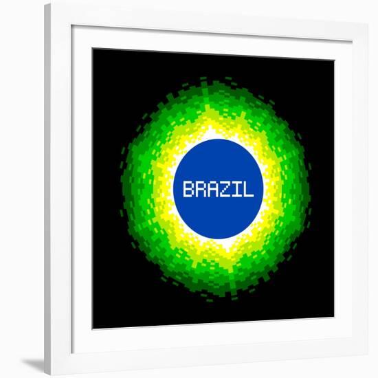 8-Bit Pixel-Art Brazil World Concept-wongstock-Framed Art Print