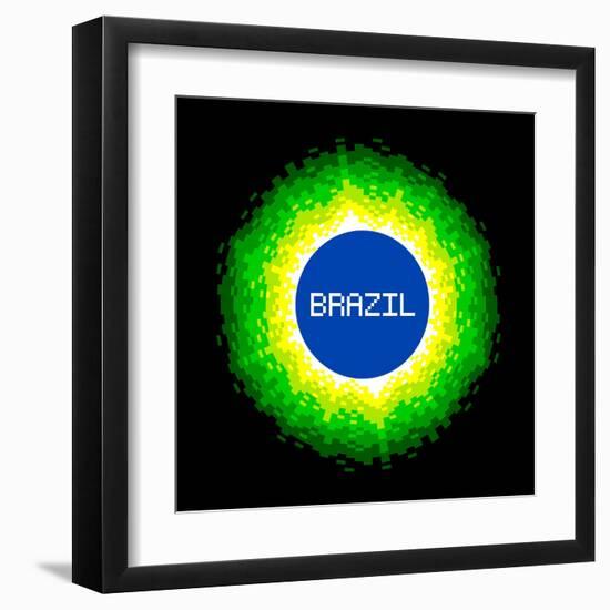 8-Bit Pixel-Art Brazil World Concept-wongstock-Framed Art Print