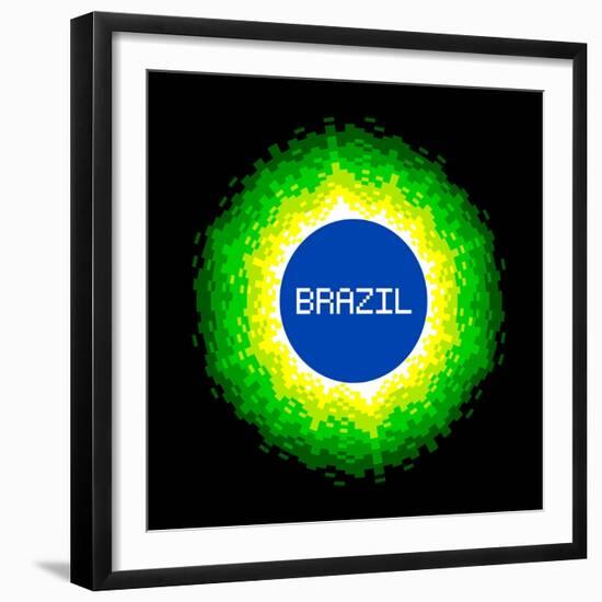 8-Bit Pixel-Art Brazil World Concept-wongstock-Framed Premium Giclee Print