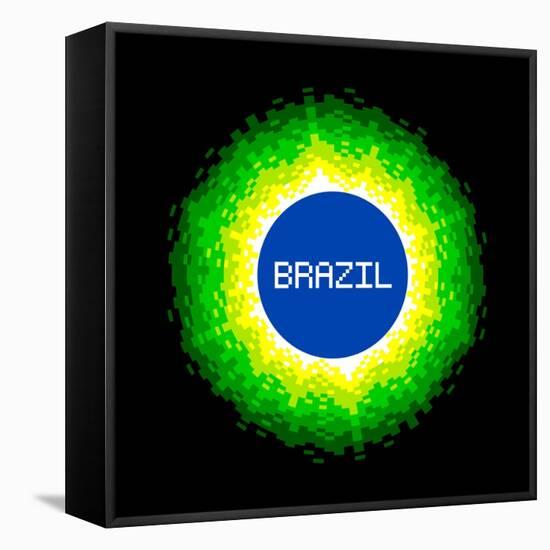 8-Bit Pixel-Art Brazil World Concept-wongstock-Framed Stretched Canvas