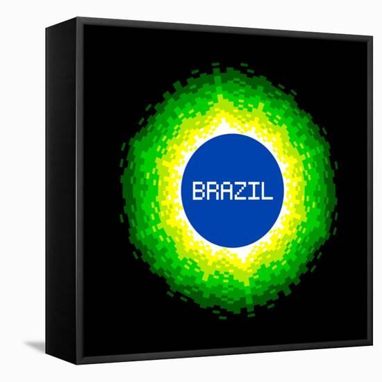 8-Bit Pixel-Art Brazil World Concept-wongstock-Framed Stretched Canvas