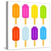 8-Bit Pixel-Art Ice Lollies of Different Colors and Fruity Flavors-wongstock-Stretched Canvas