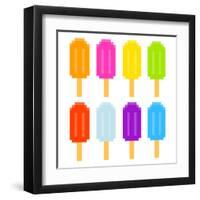 8-Bit Pixel-Art Ice Lollies of Different Colors and Fruity Flavors-wongstock-Framed Art Print