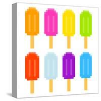 8-Bit Pixel-Art Ice Lollies of Different Colors and Fruity Flavors-wongstock-Stretched Canvas