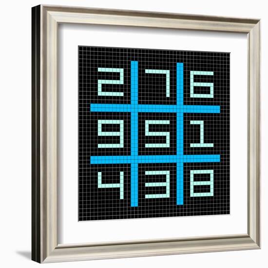 8-Bit Pixel Art Magic Square with Numbers 1-9-wongstock-Framed Art Print