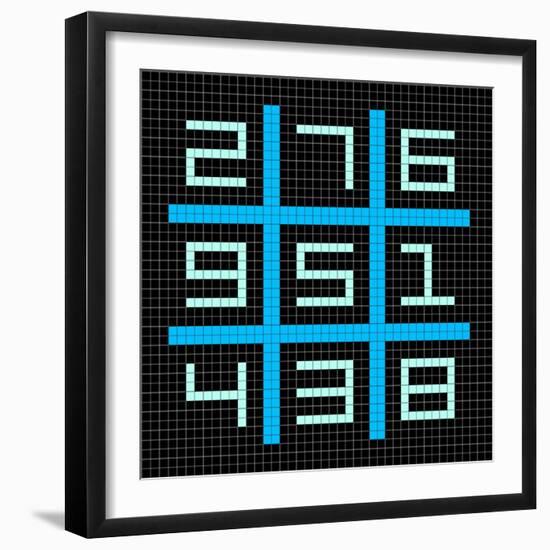 8-Bit Pixel Art Magic Square with Numbers 1-9-wongstock-Framed Art Print