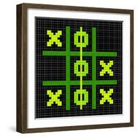 8-Bit Pixel Art Tic Tac Toe Game - Winning Position-wongstock-Framed Art Print