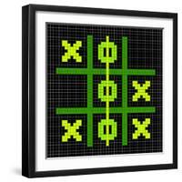 8-Bit Pixel Art Tic Tac Toe Game - Winning Position-wongstock-Framed Art Print