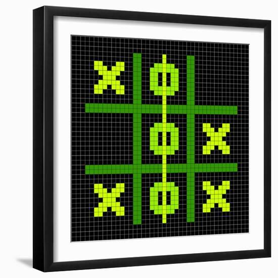 8-Bit Pixel Art Tic Tac Toe Game - Winning Position-wongstock-Framed Art Print