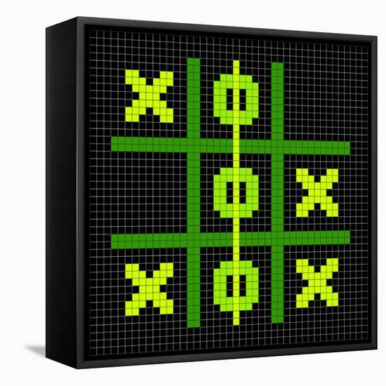 8-Bit Pixel Art Tic Tac Toe Game - Winning Position-wongstock-Framed Stretched Canvas