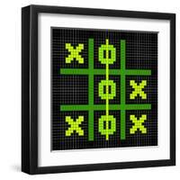 8-Bit Pixel Art Tic Tac Toe Game - Winning Position-wongstock-Framed Art Print